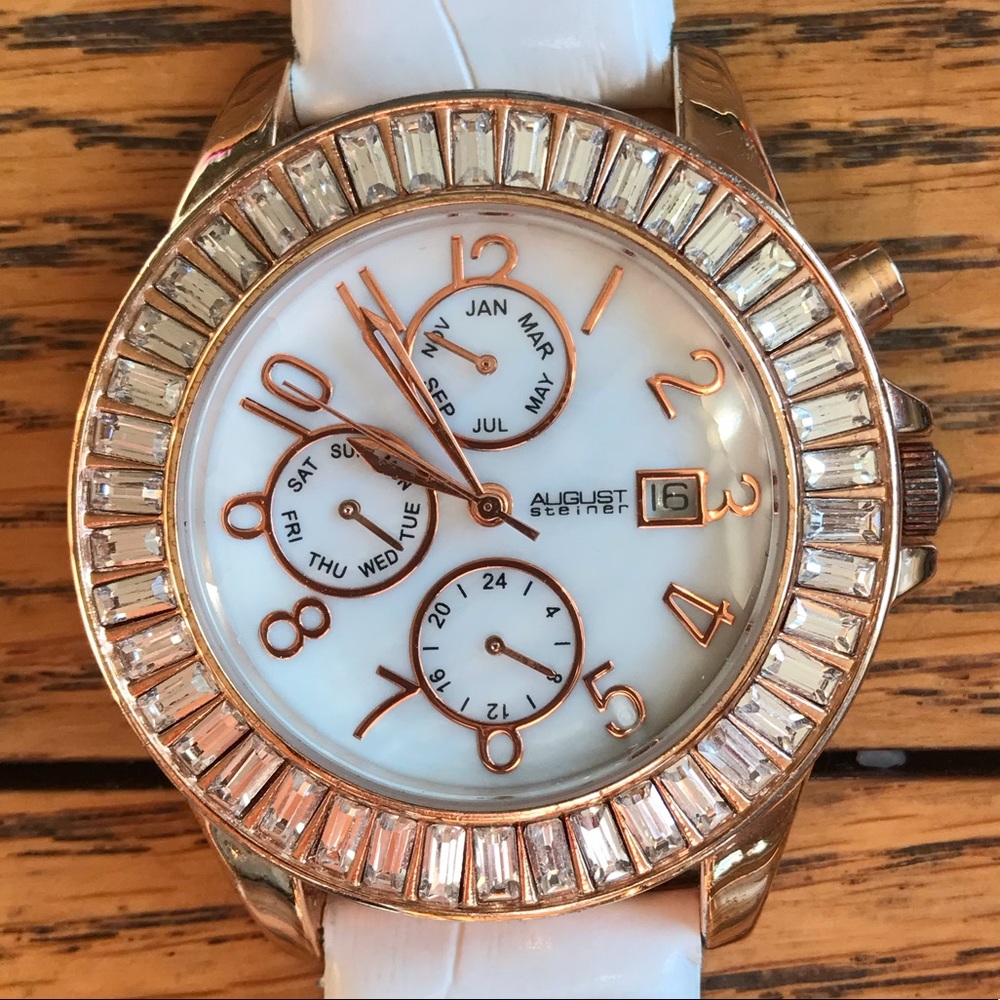 August Steiner Mother of Pearl Rose Gold Watch - Picture 2 of 8